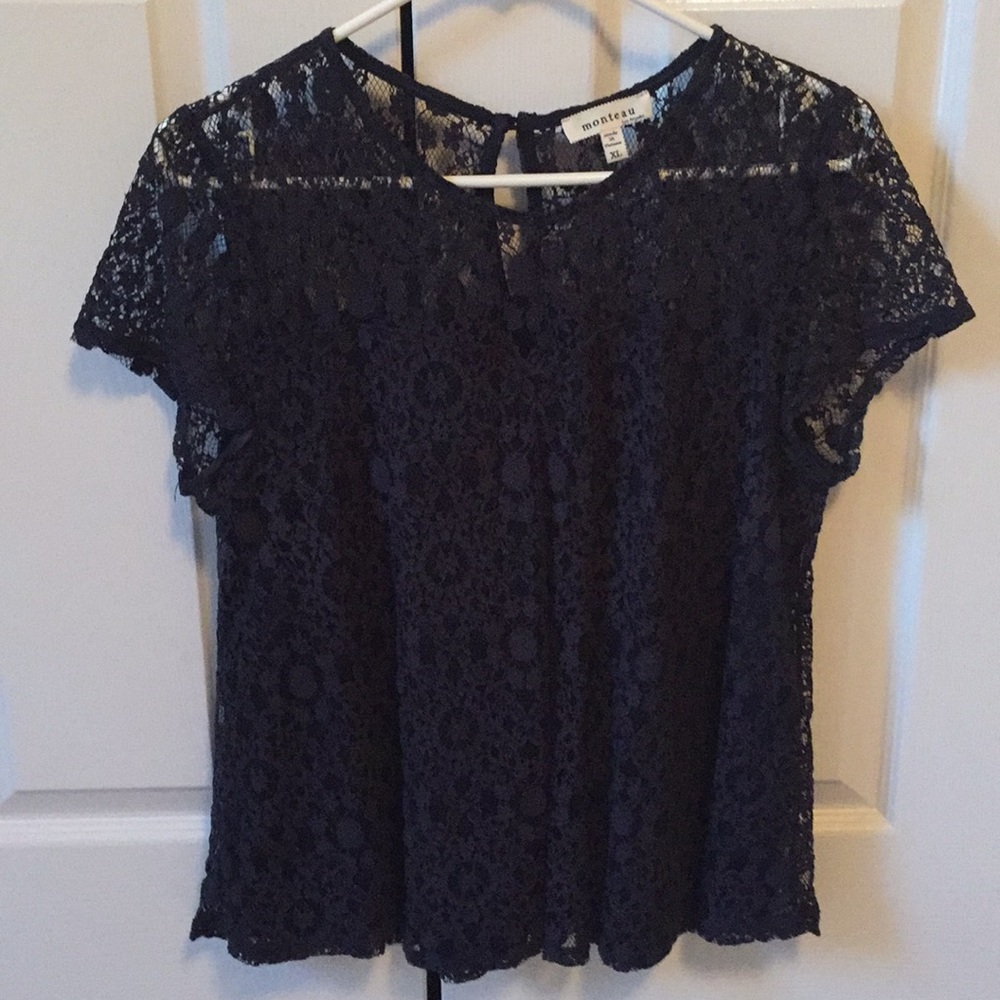 Monteau navy lace blouse